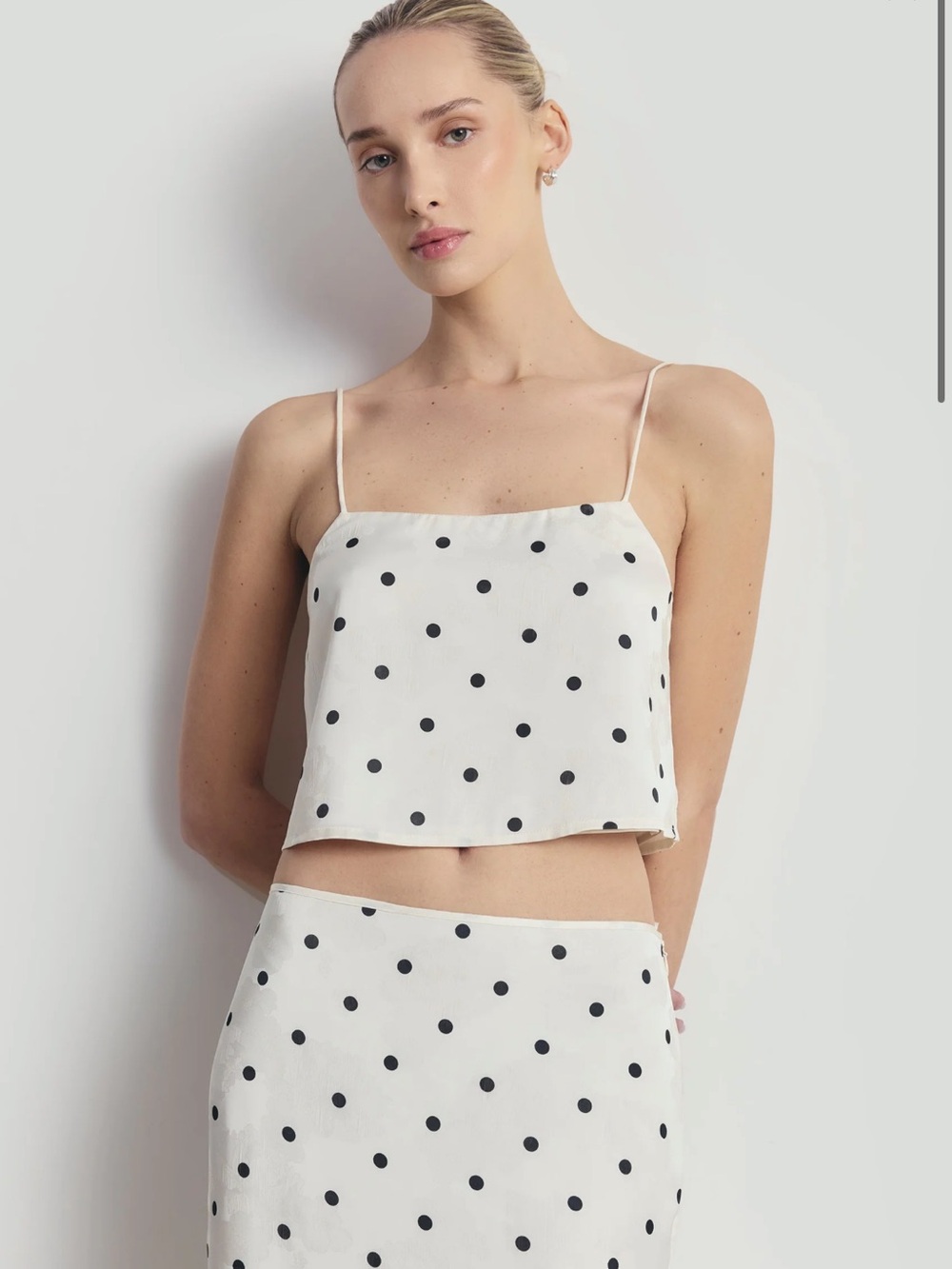 BOA SATIN JACQUARD POLKA DOT CAMISOLE TOP